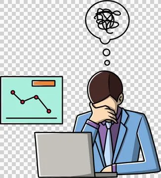 Illustration of a worker feels stressed due to declining performance Stock Illustration