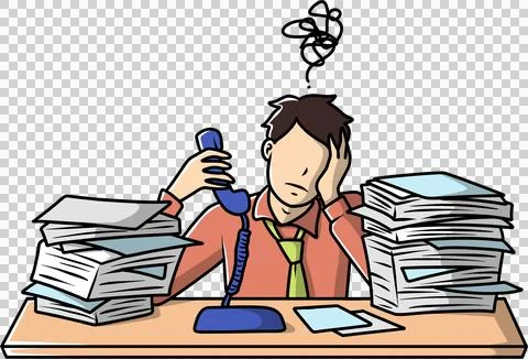 Illustration of workers overwhelmed by piles of documents Stock Illustration
