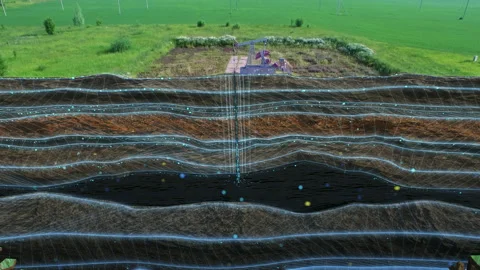 Illustration working oil pump pumpjack extracting oil with infographic and earth Video stock 139451692