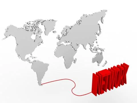 Illustration of a world map connected to a network sign Stock Illustration