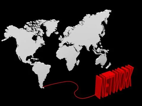 Illustration of a world map connected to a network sign Stock Illustration