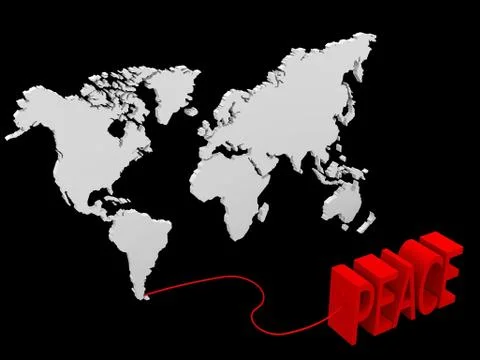 Illustration of a world map connected to a peace word Stock Illustration
