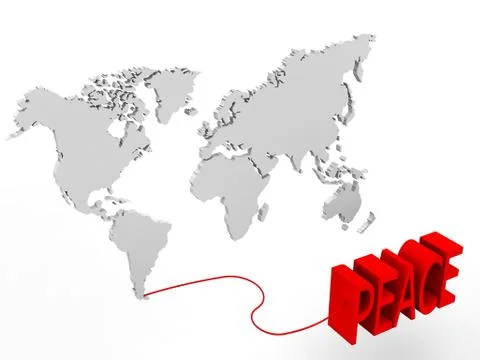 Illustration of a world map connected to a peace word Stock Illustration