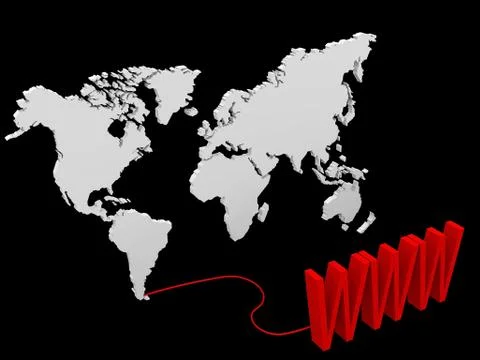 Illustration of a world map connected to a www sign Stock Illustration