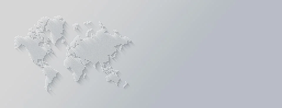 Illustration of a world map made of dots on a white background. Horizontal .. Stock Illustration