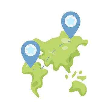 Illustration of world map with pin markers イラスト素材