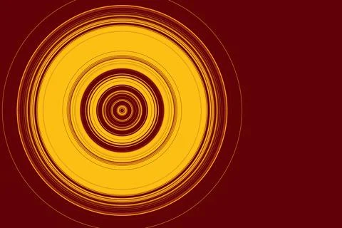 Illustration of yellow dynamic circle shapes on a burgundy background Stock Illustration