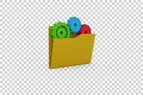 Illustration of yellow folder with gears Stock Illustration