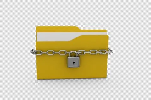 Illustration of yellow locked folder with padlock 스톡 일러스트