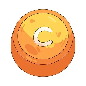 Illustration of yellow rounded keycap featuring the letter C 스톡 일러스트
