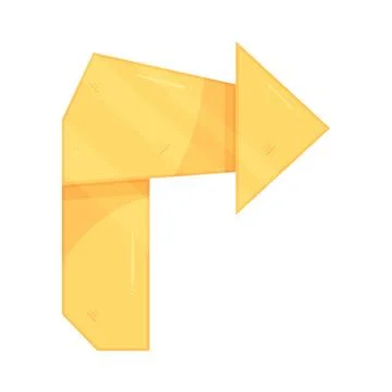 Illustration of yellow sharp turn right arrow Stock Illustration