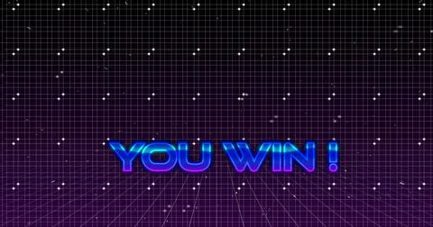 Illustration of you win text with dots over grid pattern against black Stock Illustration