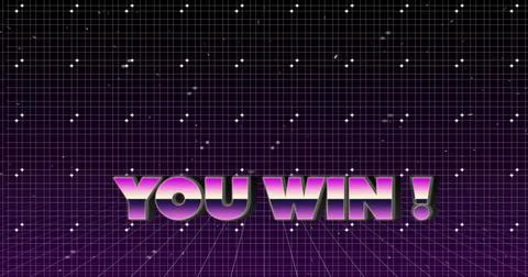 Illustration of you win text with dots and grid pattern against abstract 스톡 일러스트