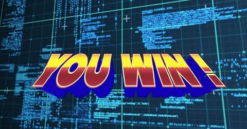 Illustration of you win text with grid pattern over computer programming Stock Illustration