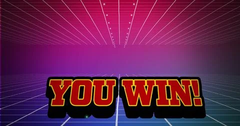 Illustration of you win text with grid pattern against abstract gradient Stock Illustration