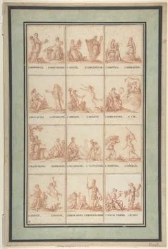 Illustrations for an Allegorical Pattern Book late 18thearly 19th century A.. Stock Illustration