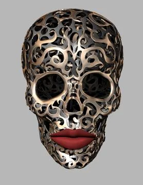 Illustrations, art; 3D graphics; digital graphics; CG; creative; Jewel; skull Stockfoto's