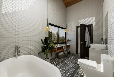 Illustrations bathroom interior with bathroom 스톡 일러스트