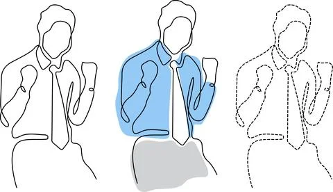 Illustrations of body language during a formal conversation or presentation.. Stock Illustration