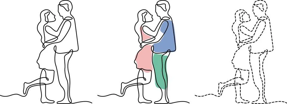 Illustrations of dance partners in different styles and body alignments. Vect Illustrazione stock