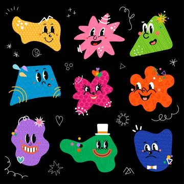 Illustrations of Different Cartoon Shapes Stock Illustration