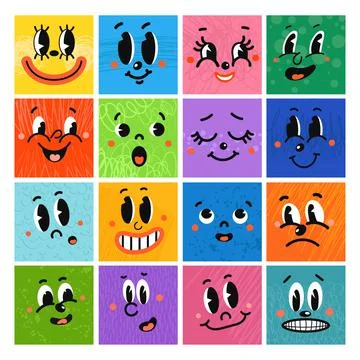 Illustrations of Different Emotion Face Illustrazione stock