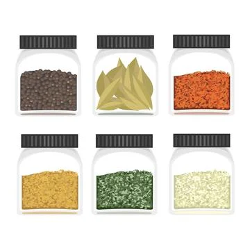 Illustrations of different spices on bottle Stock Illustration