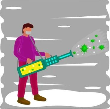 Illustrations of disinfectants fogging to kill insects Stock Illustration