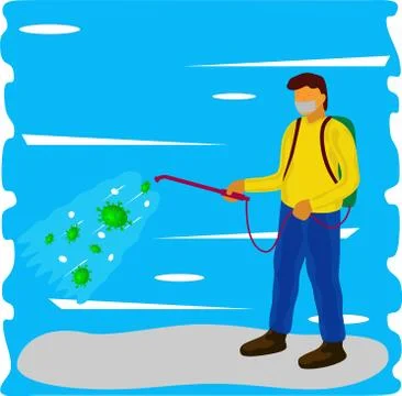 Illustrations of disinfectants sprayed to kill insects Stock Illustration