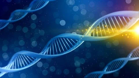 Illustrations of DNA on blue gradient background, banner design. Genetic in.. Stock Photos