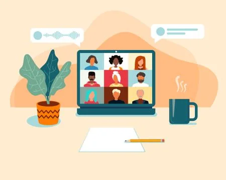 Illustrations flat design concept video conference. online meeting, colleagues Stock Illustration