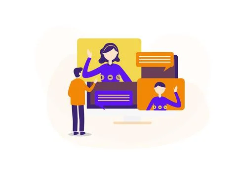 Illustrations flat design concept video conference Stock Illustration