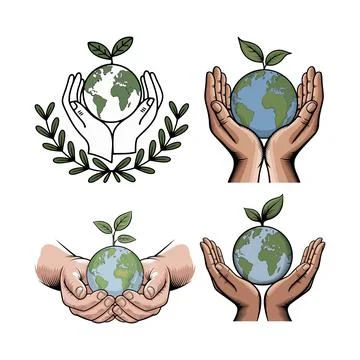 Illustrations of Hands Holding Earth , vector , illustration Stock Illustration