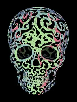 Illustrations, head, bust, skull, 3D, skull images, skull image, skull pictures, Stock Illustration