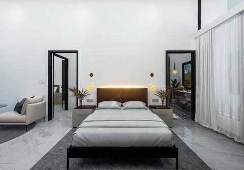 Illustrations interior of a bedroom 스톡 일러스트