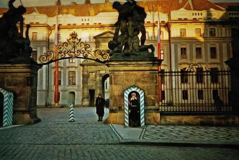 Illustrations, Matthias Gate, front doors, entrance elements, territory, Prague  Stock Illustration