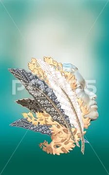 Illustrations, mysticism fantasy, woman, pen Stock Illustration