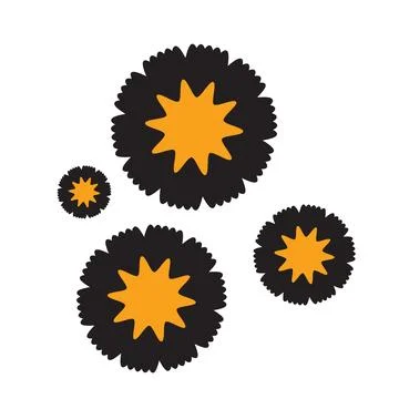 Illustrations of patterns, logos, banners, stars, and circles Stock Illustration