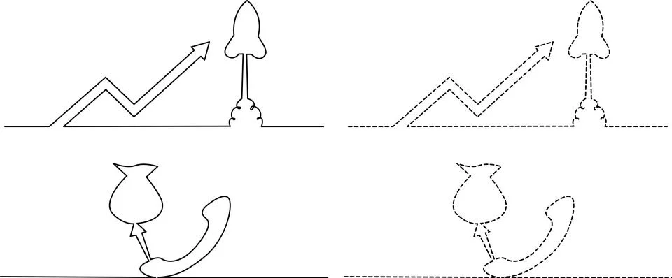 Illustrations of projectile motion and pendulum-like swings in nature Vector Stock Illustration