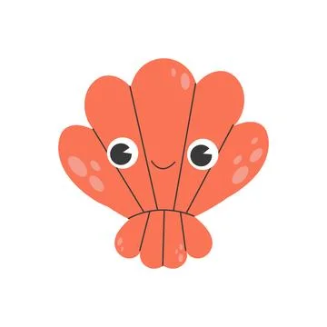 Illustrations with a red shell with cute eyes Stock Illustration