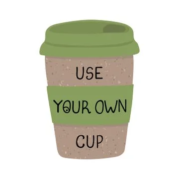 Illustrations of reusable eco cup of coffee Stock Illustration