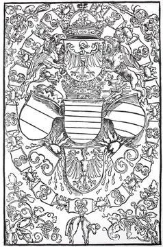 Illustrations to the Revelations of St Bridget the five imperial escutcheons Stock Illustration
