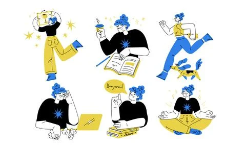 Illustrations that showcase the concepts of Creative Work and various Leisure Illustrazione stock