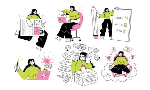 Illustrations Showcasing the Intersection of Creative Work Styles and Enhanced Stock-Illustration