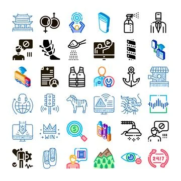 Illustrations symbolizing diverse concepts and web design elements 스톡 일러스트