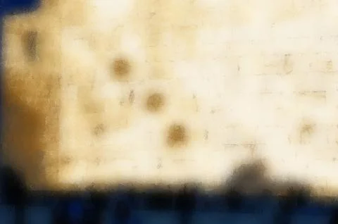 Illustrations, Wailing Wall, Old Jerusalem, Israel, ancient city, painting, Stock Illustration