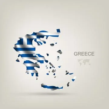 Illustrations of the world with flags and capitals Stock Illustration