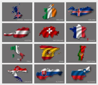 Illustrations of the world with flags and capitals Stock Illustration