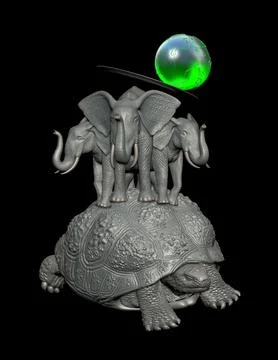 Illustration,turtle, elephants, Earth, 3D graphics, digital graphics, creative,  Stock Illustration