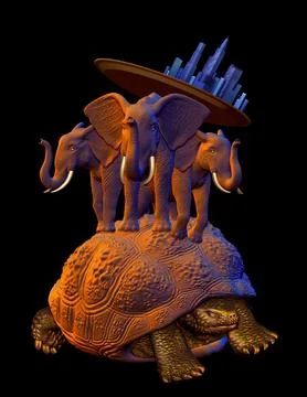 Illustration,turtle, elephants, Earth, 3D graphics, digital graphics, creative,  Stock Illustration